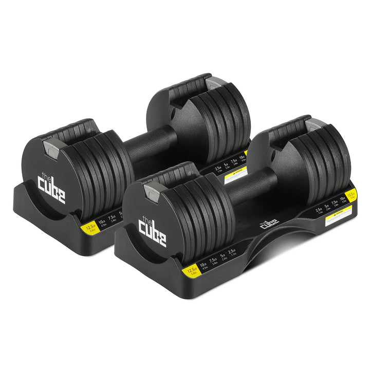 The Cube Club Powerbells Pro | Multi-Weight Adjustable Dumbbells – With Base Stand