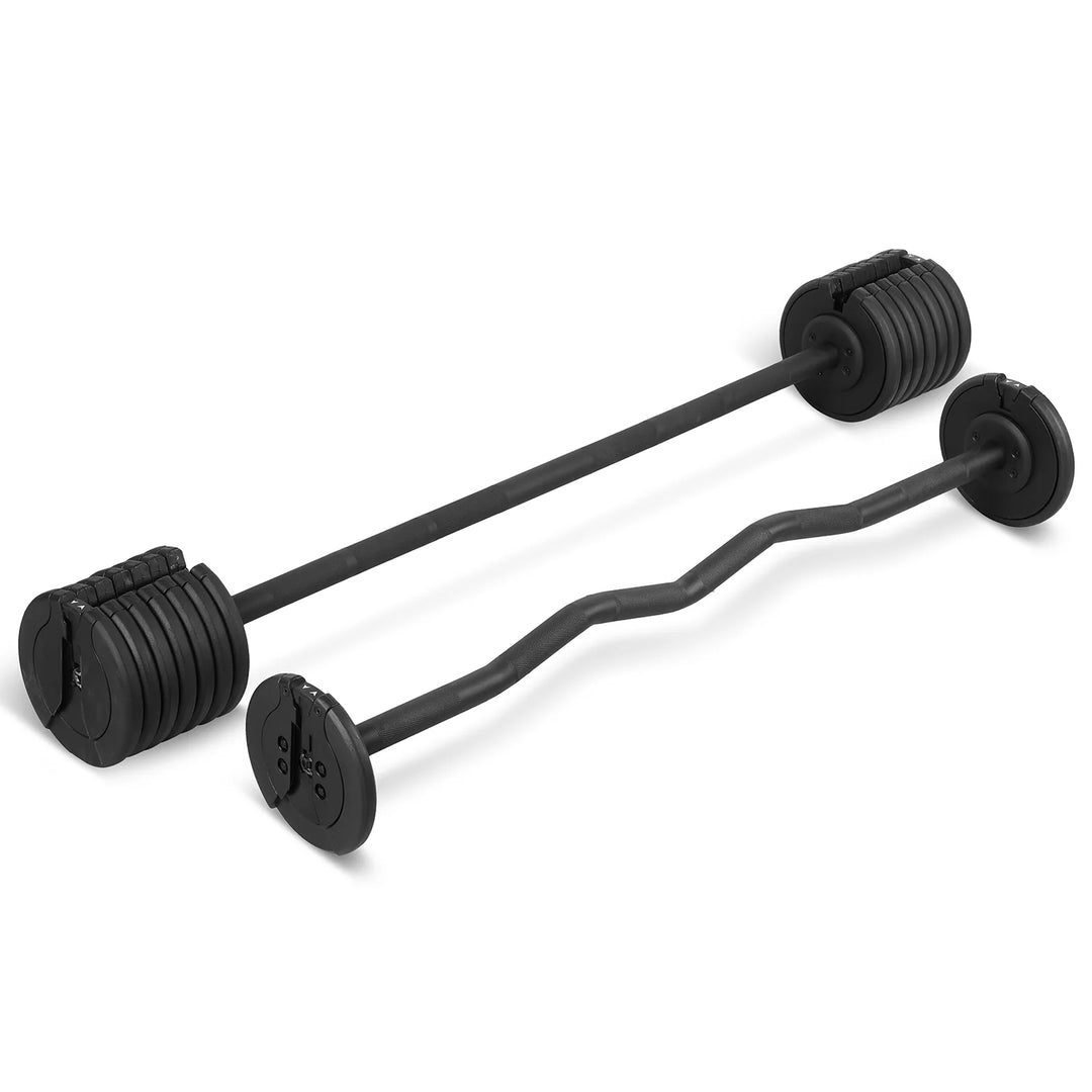 The Cube Club PowerBar Pro 80 lbs – Adjustable Barbell Set with Stand, Straight Bar & EZ Bar | Home Strength Training System