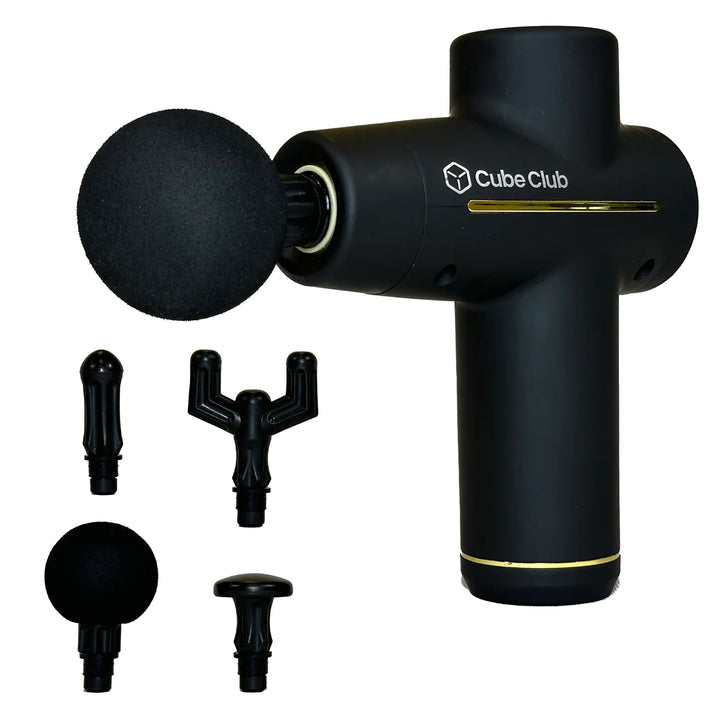 The Cube Club ProPulse Massage Gun – Deep Tissue Percussion Massager (4 Heads, Smart Intensity)