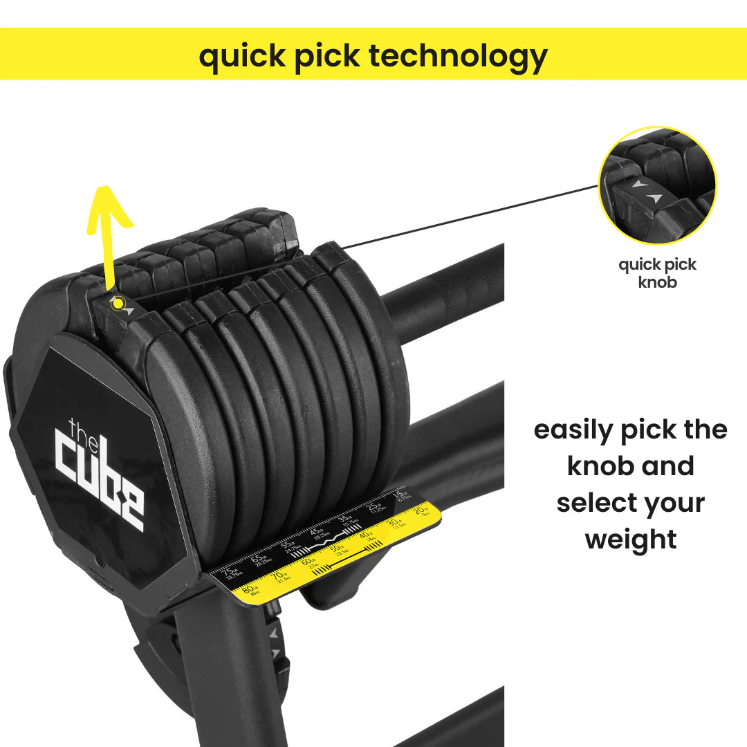 The Cube Club PowerBar Pro 80 lbs – Adjustable Barbell Set with Stand, Straight Bar & EZ Bar | Home Strength Training System