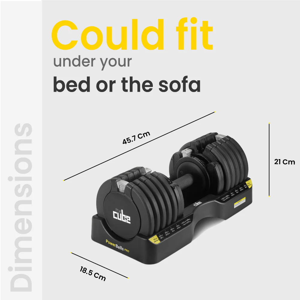 The Cube Club Powerbells Pro | Multi-Weight Adjustable Dumbbells – With Base Stand