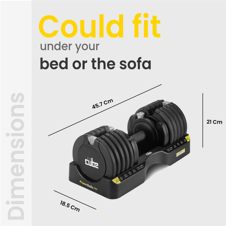 The Cube Club Powerbells Pro | Multi-Weight Adjustable Dumbbells – With Base Stand