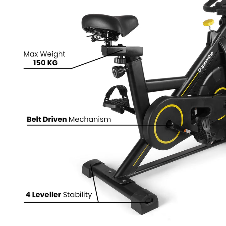 The Cube Club AeroRide S1 Bluetooth Spin Bike – 100-Level Magnetic Resistance, Adjustable Seat & Multi-Metric Display for Home Fitness