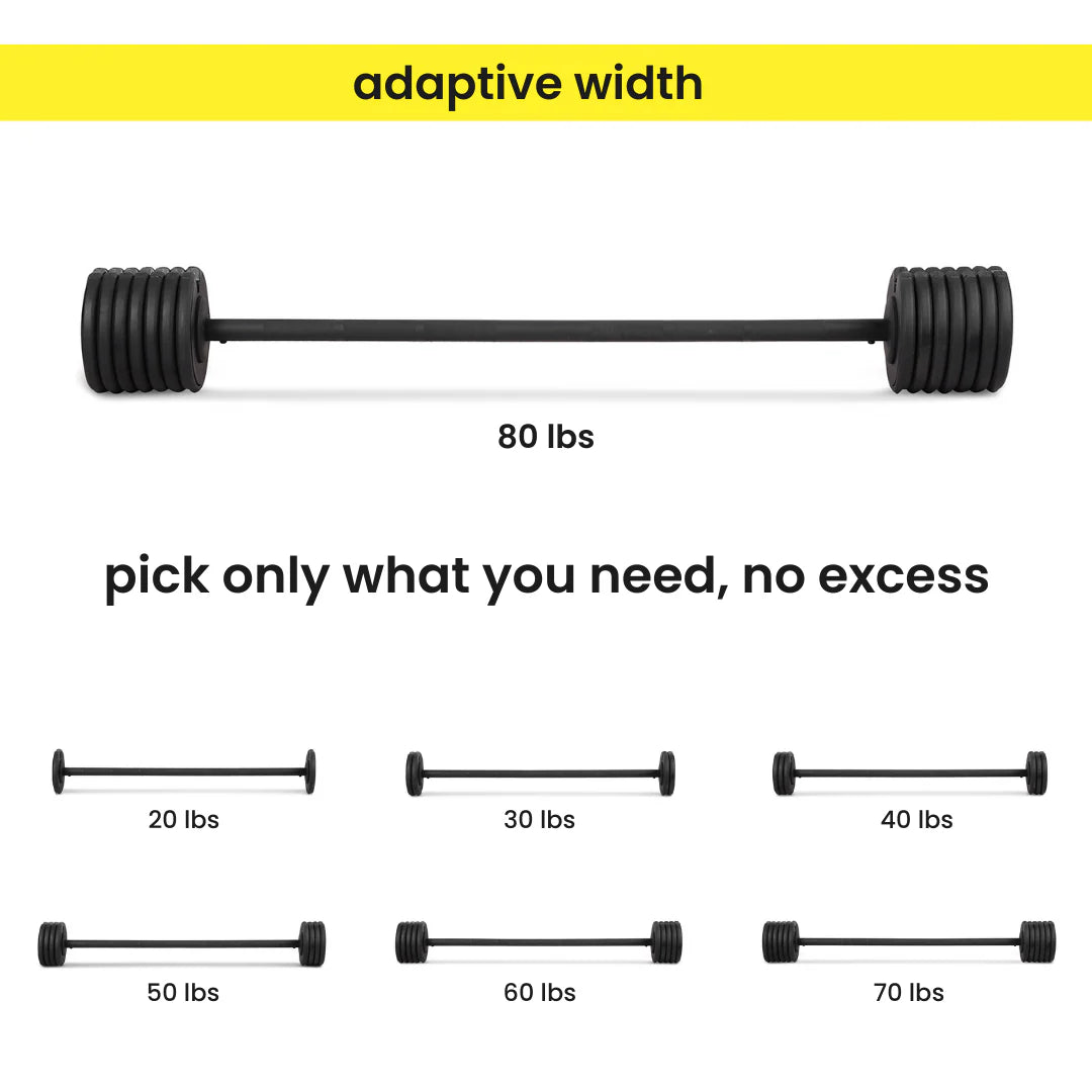 The Cube Club PowerBar Pro 80 lbs – Adjustable Barbell Set with Stand, Straight Bar & EZ Bar | Home Strength Training System