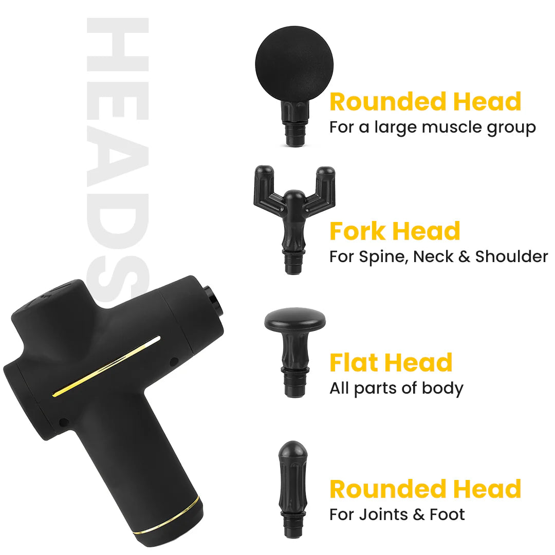 The Cube Club ProPulse Massage Gun – Deep Tissue Percussion Massager (4 Heads, Smart Intensity)