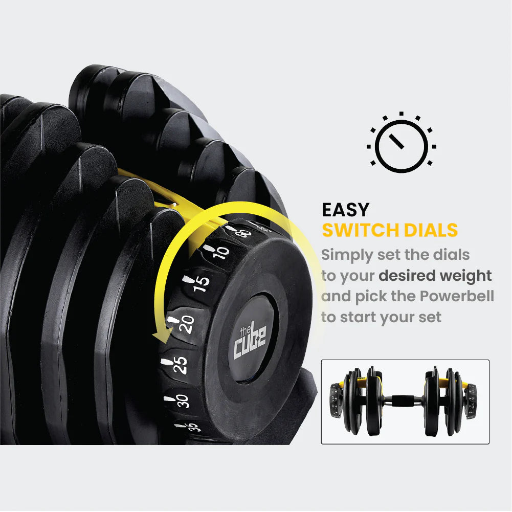 Adjustable Powerbells (Pair) – Rapid-Dial Compact Dumbbells for Home & Strength Training (24 kg / 40 kg)