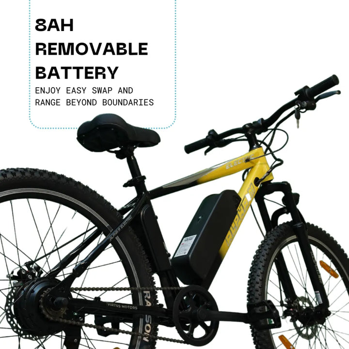 Virtus Motors: Alpha M 27.5 Electric Bike – 250W Motor, 7-Speed Shimano Gears, Dual Disc Brakes | Powerful and Efficient E-Bike