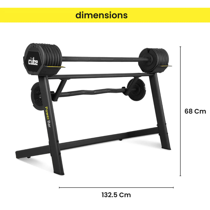 The Cube Club PowerBar Pro 80 lbs – Adjustable Barbell Set with Stand, Straight Bar & EZ Bar | Home Strength Training System
