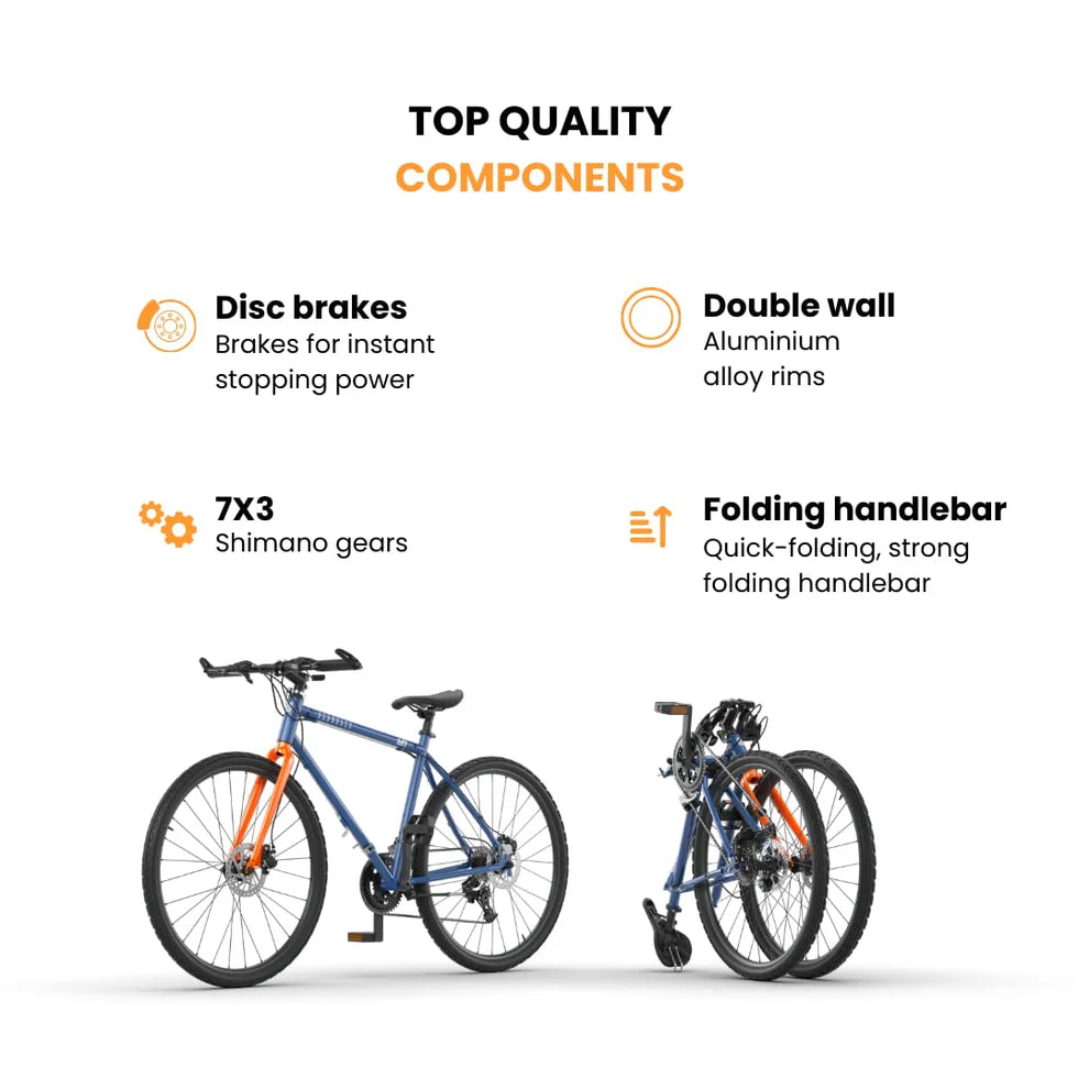 Hornback: M1 Foldable Bike – 21-Speed Shimano Gears, Lightweight and Durable Bicycle for City Riding
