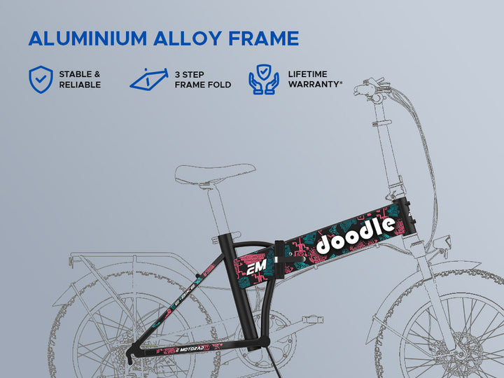 EMotorad: Doodle V3 Foldable Fat Tyre Electric Mountain Bike – 7-Speed, Removable Battery | All-Terrain Off-Road Performance