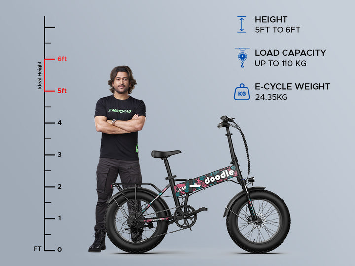 EMotorad: Doodle V3 Foldable Fat Tyre Electric Mountain Bike – 7-Speed, Removable Battery | All-Terrain Off-Road Performance