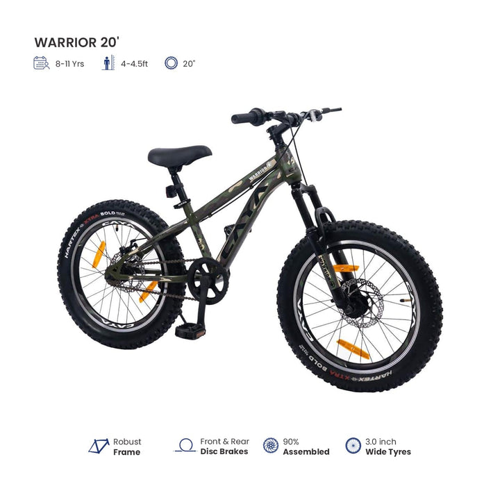 CAYA Warrior 20 Unisex Kids Cycle - Sturdy & Stylish 20-Inch Bicycle for Boys & Girls