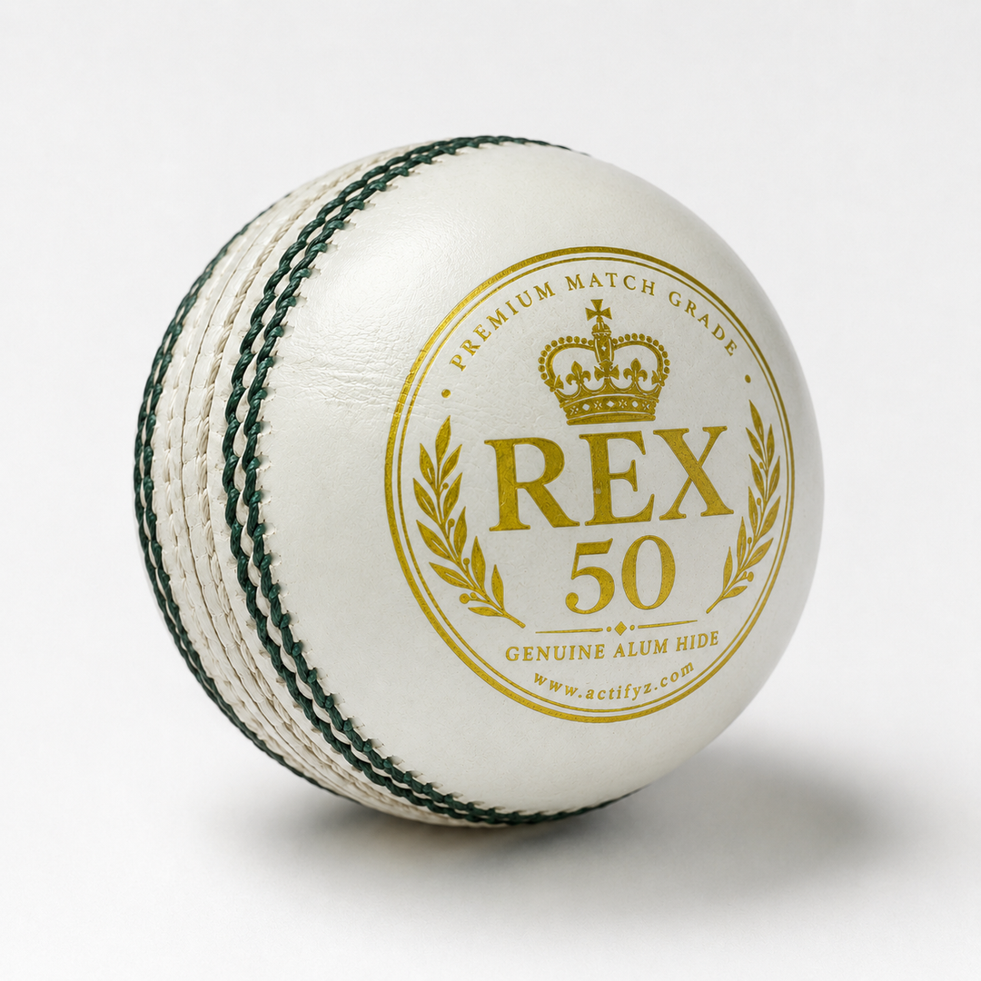 Actifyz White Leather Cricket Ball | REX 50 | Test & League Grade