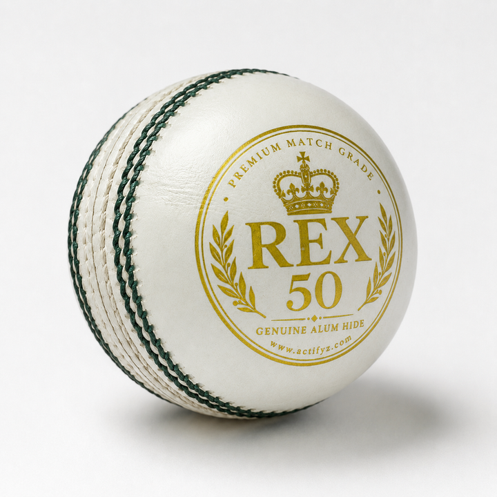 Actifyz White Leather Cricket Ball | REX 50 | Test & League Grade