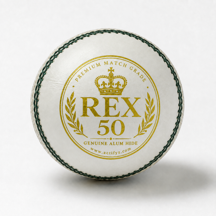 Actifyz White Leather Cricket Ball | REX 50 | Test & League Grade