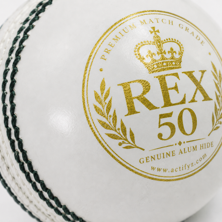 Actifyz White Leather Cricket Ball | REX 50 | Test & League Grade