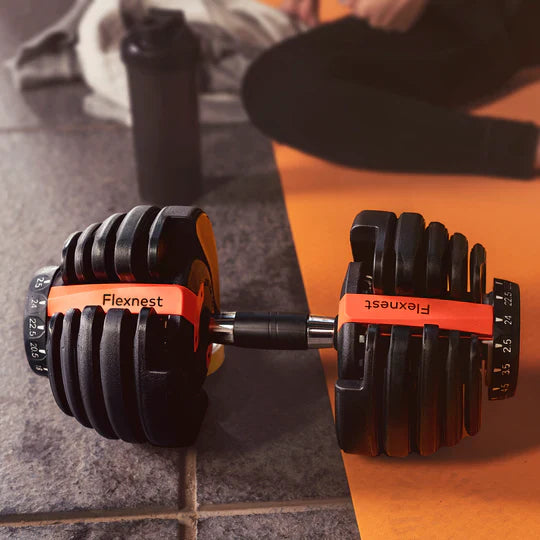 The Flexnest: The Flexibell Adjustable Dumbbells – 2-in-1 Smart Home Gym Weights for Strength Training
