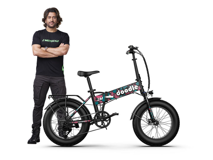 EMotorad: Doodle V3 Foldable Fat Tyre Electric Mountain Bike – 7-Speed, Removable Battery | All-Terrain Off-Road Performance