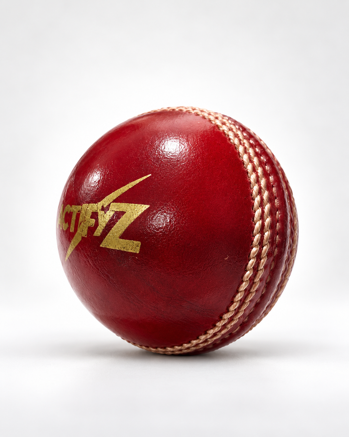 Actifyz Red Leather Cricket Ball | REX 50 | Test & League Grade