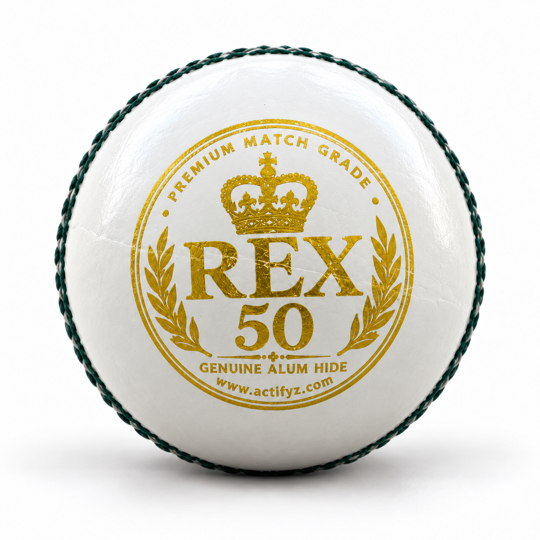 Actifyz White Leather Cricket Ball | REX 50 | Test & League Grade