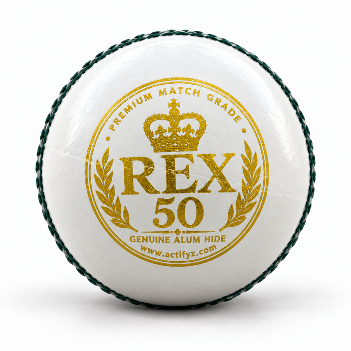 Actifyz White Leather Cricket Ball | REX 50 | Test & League Grade