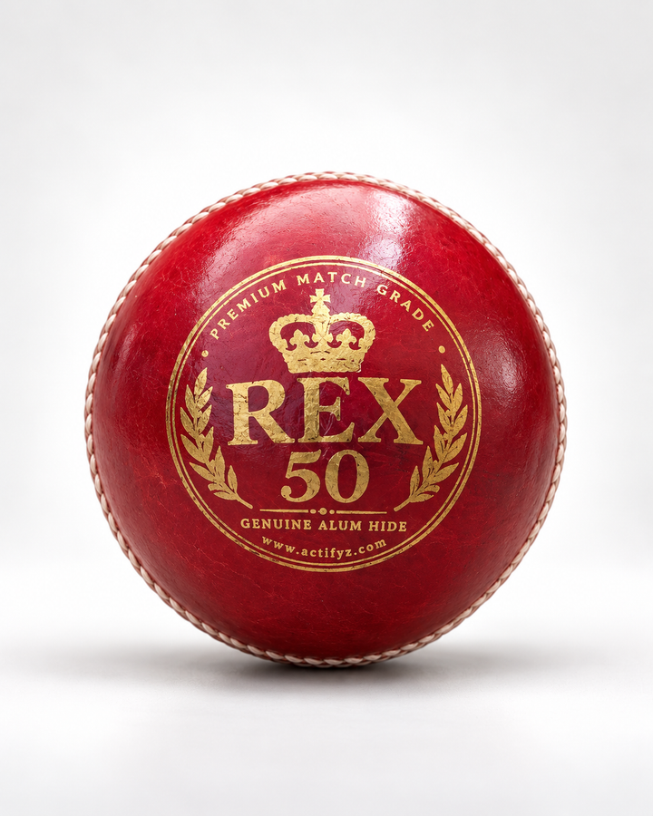Actifyz Red Leather Cricket Ball | REX 50 | Test & League Grade