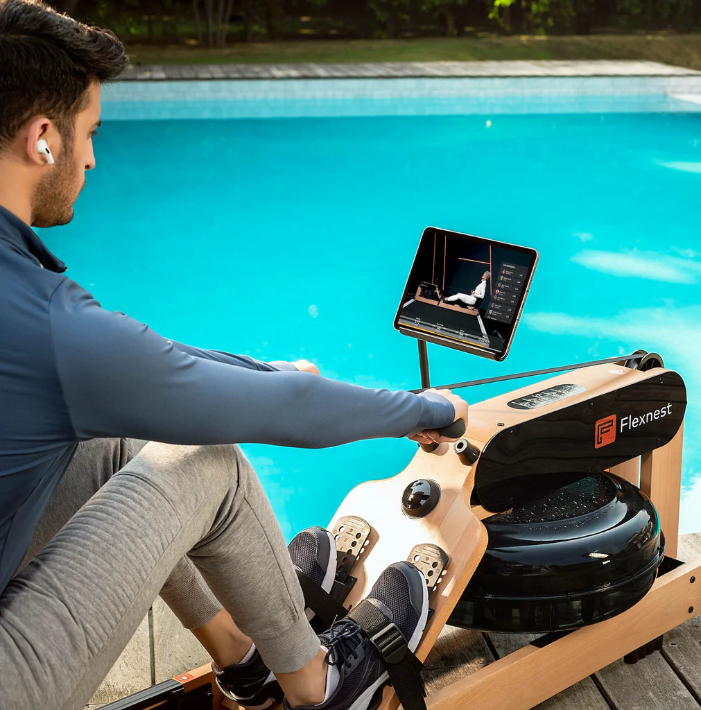 The Flexnest: Flexrower Pro – Smart Rowing Machine with Bluetooth & App Integration for Full-Body Workouts