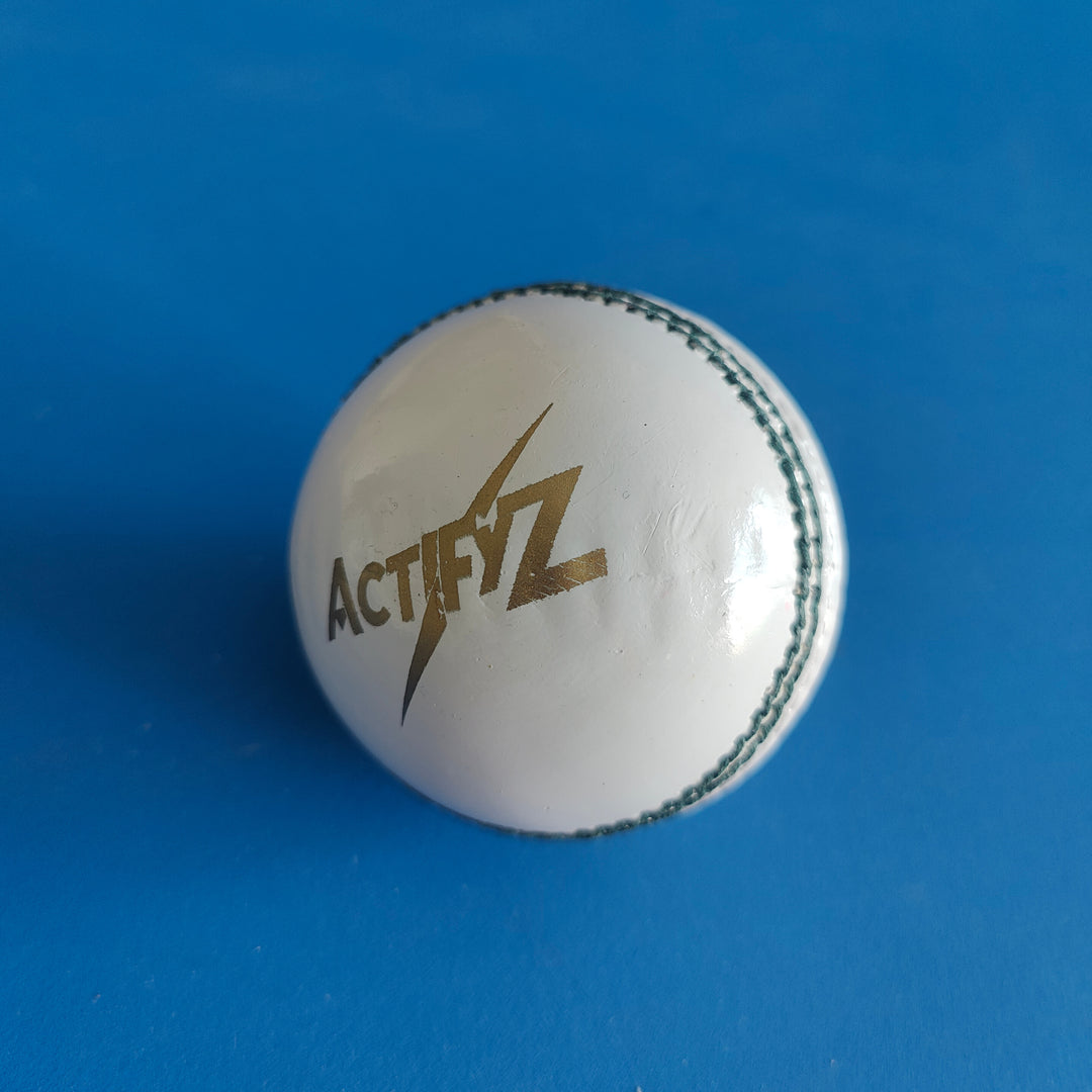 Actifyz White Leather Cricket Ball – Hand Stitched | Test & League Grade