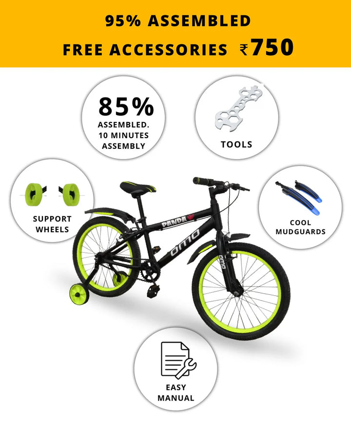 OMO Bikes: Panda 20 Kids Cycle - Lightweight 20-Inch Bicycle for Boys & Girls with Stylish Design