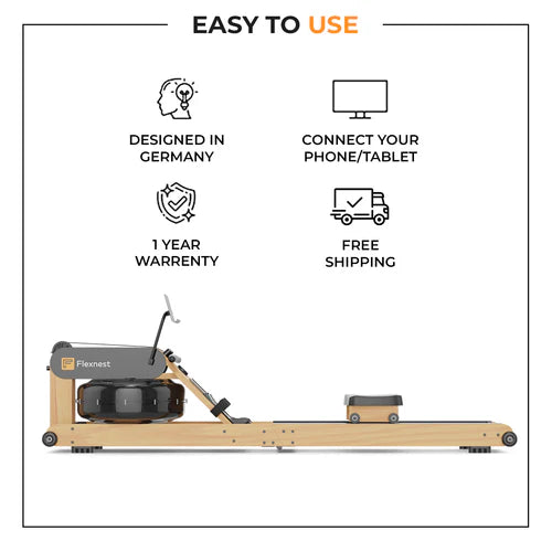 The Flexnest: Flexrower Pro – Smart Rowing Machine with Bluetooth & App Integration for Full-Body Workouts